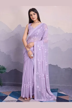 HERE&NOW Floral Sequinned Embroidered Saree