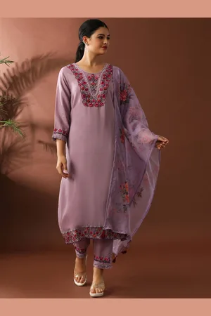 Jaipur Women Floral Embroidered Regular Thread Work Kurta with Trousers & With Dupatta