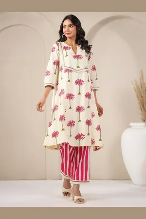 Jaipur Women Floral Printed Regular Pure Cotton Kurta with Trousers