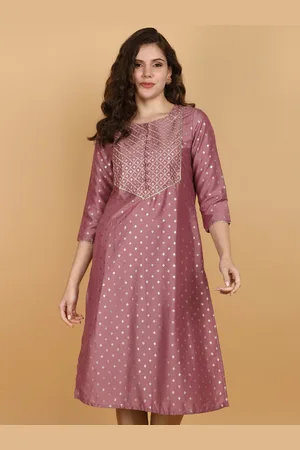 V-Mart Ethnic Embroidered Round Neck Straight Kurta