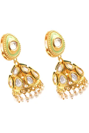 Jewar Mandi Gold-Toned Dome Shaped Jhumkas Earrings
