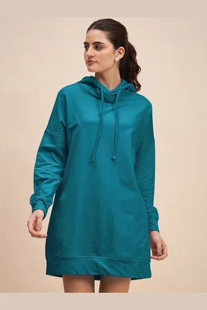 BRINN Women Solid Hood Cotton Pullover Sweatshirt