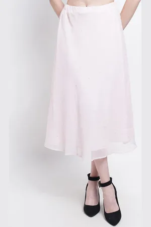 Purple State Women Pink Solid Midi Length Flared Skirt