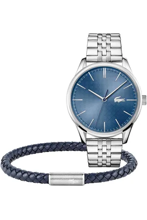 Lacoste Men Blue 2 Set Brass Dial & Silver Toned Stainless Steel Straps Analogue Watch