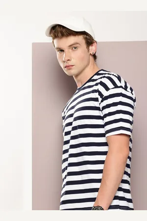Kook N Keech Striped Drop-Shoulder Sleeves Pure Cotton Oversized T-shirt