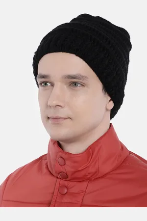 Magic Needles Men Black Woollen Crochet Beanie
