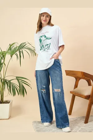 Mast & Harbour Women Printed Drop-Shoulder Sleeves T-shirt
