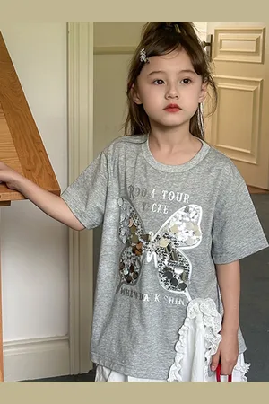 LULU & SKY Girls Typography T-shirt