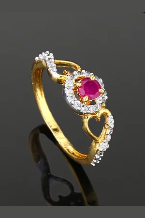 ESTELE Gold-Plated CZ Studded Adjustable Finger Ring
