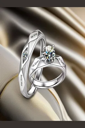 DIVASTRI Set Of 2 Crystal Studded Couple Finger Ring