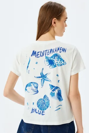 Koton Women Graphic Printed Round Neck Cotton T-shirt