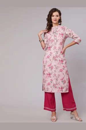 Jaipur Women Magenta Floral Printed Kurta with Palazzos