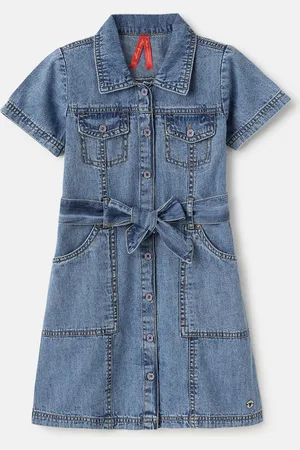 Blue Giraffe Shirt Midi Dress