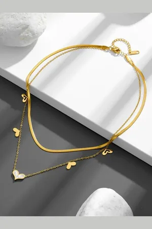 DIVASTRI Gold-Plated Stainless Steel Anti Tarnish Heart Shaped Pendant With Chain