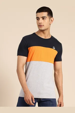 Benetton Colourblocked Regular Fit T-shirt with Brand Logo Taping
