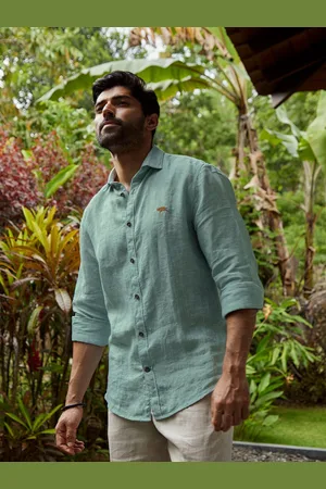 Andamen Premium Spread Collar Linen Casual Shirt