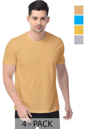 Color Capital Unisex Pack Of 4 Solid Round Neck Cotton T-shirts