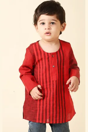 Fabindia Boys Round Neck Striped Kurta