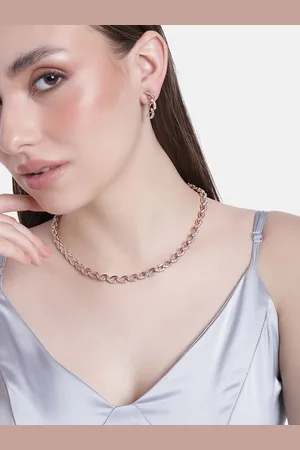 ESTELE Rose Gold Plated Sparkling Necklace Set with Crystals
