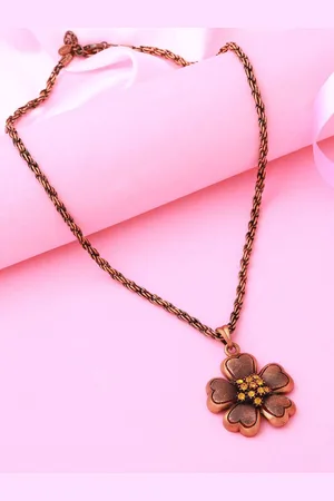 ESTELE Rose Gold-Plated Stone-Studded Pendant With Link Chain