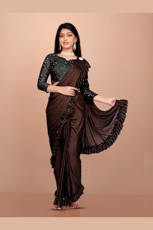 APNISHA Girls Sequinned Ready to Wear Saree