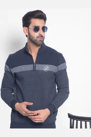 Crimsoune Club Colourblocked Mock Collar Long Sleeve Zip Detail Pullover Sweatshirt