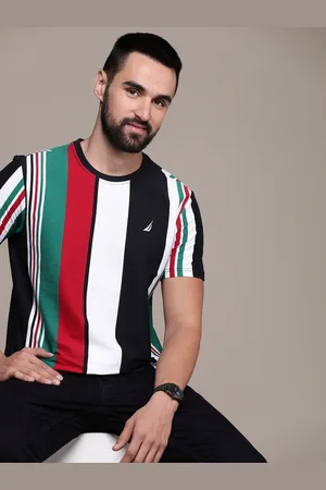 Nautica Men Striped Pure Cotton T-shirt