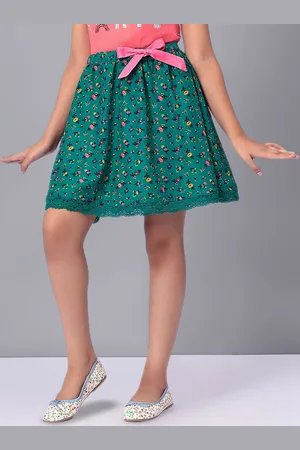 CACA CINA Girls Floral Printed Flared Above Knee Skirts