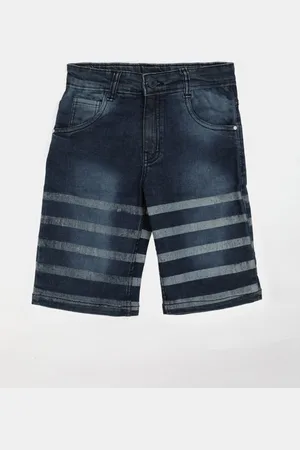 V-Mart Boys Mid-Rise Striped Denim Shorts