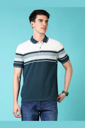 V-Mart Men Striped Polo Collar Cotton T-shirt