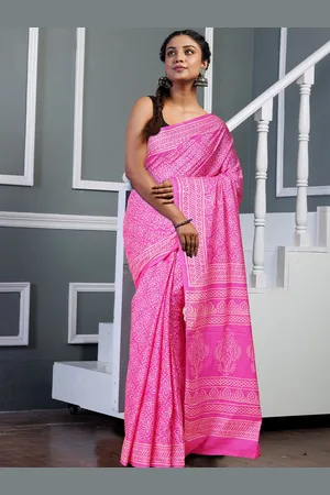 Unnati Silks Ethnic Motifs Pure Cotton Handloom Block Print Saree