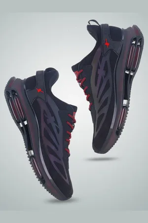 Sparx Men Black Mesh High-Top Running Non-Marking Shoes