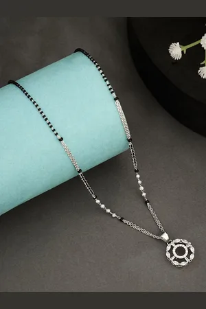 ATIBELLE Silver-Plated Artificial Stones Mangalsutra