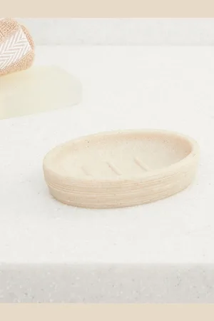 Home Centre Beige Poly Resin Marshmallow Textured Soap Dish