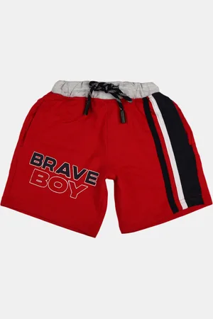 V-Mart Boys Typography Printed Mid-Rise Cotton Shorts