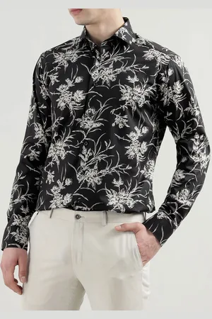 Eton Men Slim Fit Spread Collar Floral Printed Cotton Casual Shirt
