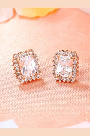 ESTELE Rose Gold Plated Square Studs Earrings