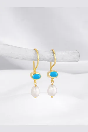 GIVA Gold-Plated 925 Sterling Silver Contemporary Drop Earrings