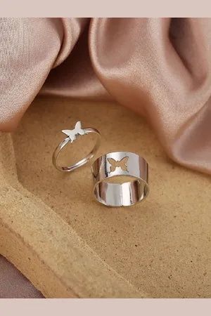 DressBerry Set Of 2 Silver-Plated ButterflyRing