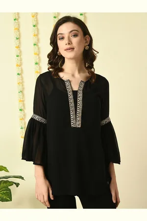 Kalini Round Neck Bell Sleeves Embroidered Regular Top