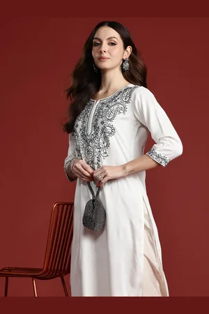Indo Era Women Paisley Embroidered Thread Work Kurta