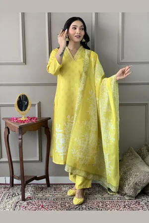 Kalini Floral Printed Straight Kurta with Trousers & Dupatta