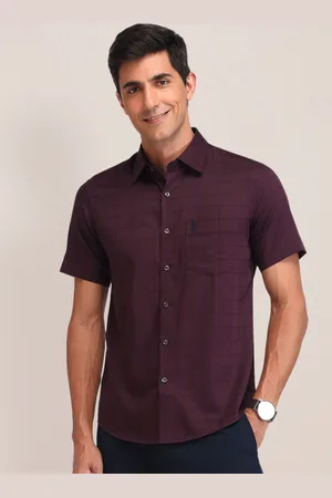 U.S. Polo Assn. Men Cutaway Collar Solid Cotton Tailored Fit Casual Shirt