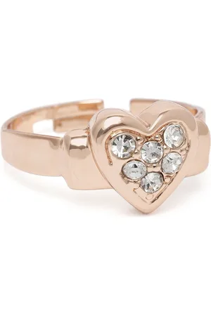 ESTELE Women Rose Gold-Plated Crystals-Studded Finger Ring
