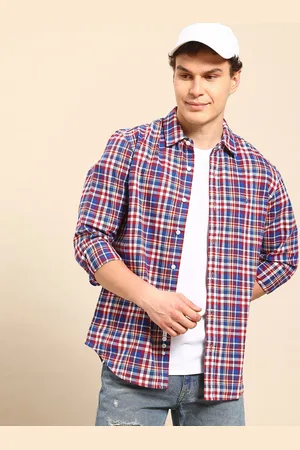 Benetton Checked Herringbone Cotton Shirt