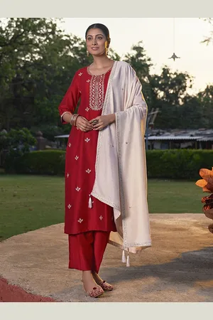 Colors  of Earth Women Floral Embroidered Regular Sequinned Kurta with Trousers & With Dupatta