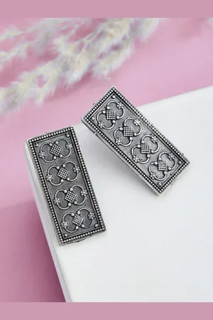 ATIBELLE Silver-Plated Contemporary Studs Earrings