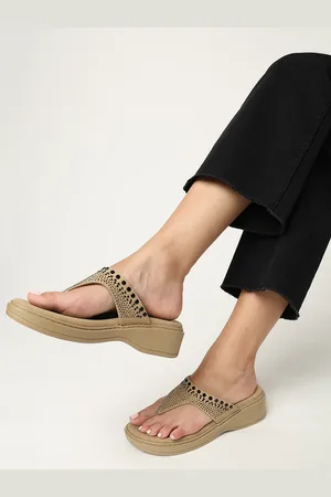 Marc Loire Women Embellished PU Work Wedge Sandals
