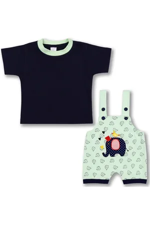 Wish Karo Boys Graphic Printed Applique Cotton Dungaree With T-Shirt