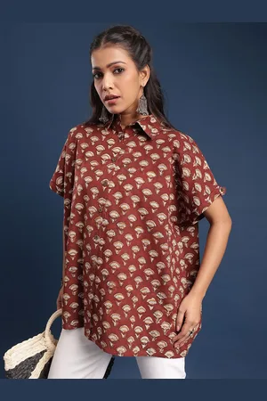 Taavi Printed Cotton Shirt Collar Neck Tunic